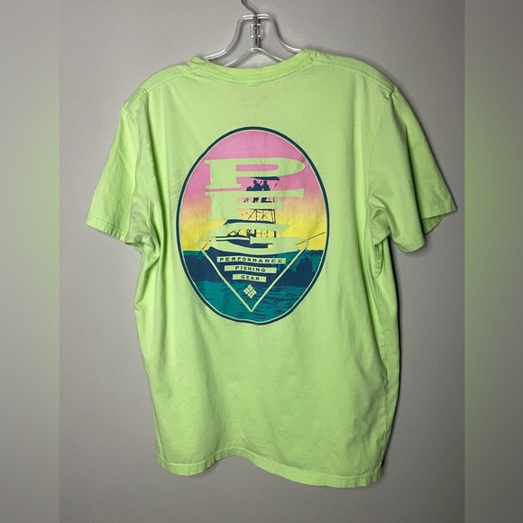 Columbia PFG tshirt lime green florescent size large - Picture 3 of 6